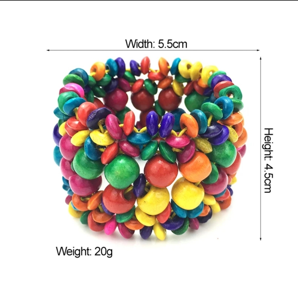 Bohemian Coconut Shell Wood Bead Bracelet Women Colorful Ethnic Handmade Beaded